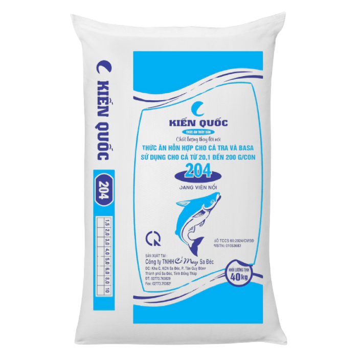 Thức ăn hỗn hợp cho cá tra và cá basa - 204 dạng viên nổi